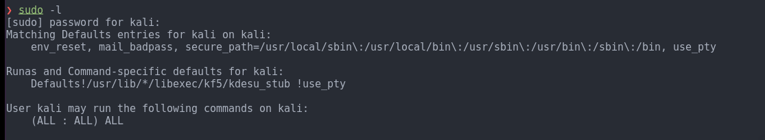 sudo -l